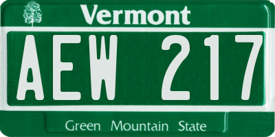 VT license plate AEW217
