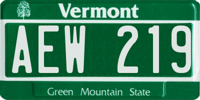 VT license plate AEW219