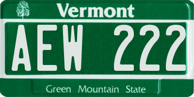 VT license plate AEW222