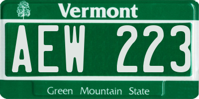 VT license plate AEW223