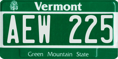 VT license plate AEW225