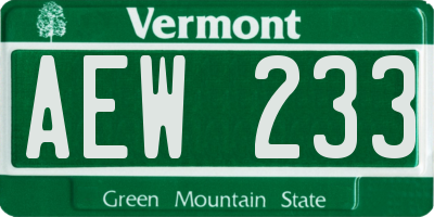 VT license plate AEW233