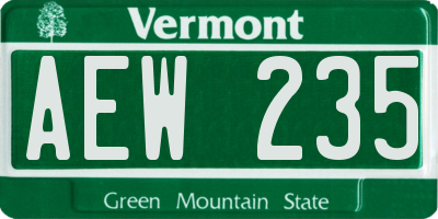 VT license plate AEW235
