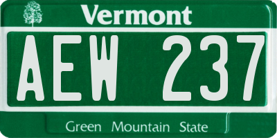 VT license plate AEW237
