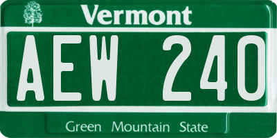 VT license plate AEW240