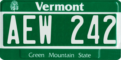 VT license plate AEW242