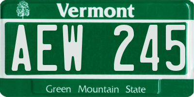 VT license plate AEW245