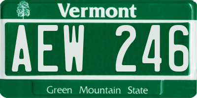 VT license plate AEW246