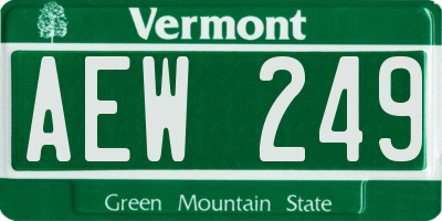 VT license plate AEW249