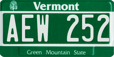 VT license plate AEW252