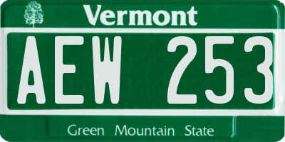 VT license plate AEW253
