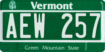 VT license plate AEW257