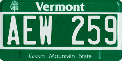 VT license plate AEW259