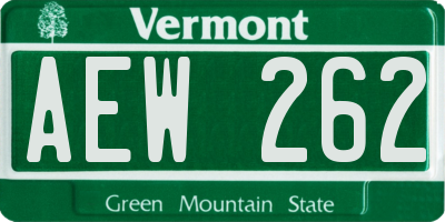 VT license plate AEW262
