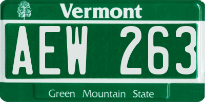 VT license plate AEW263