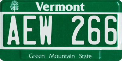 VT license plate AEW266