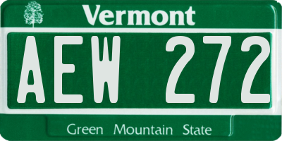 VT license plate AEW272