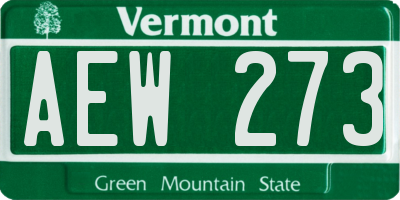 VT license plate AEW273