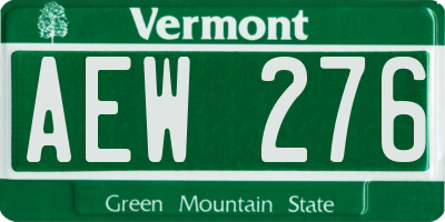 VT license plate AEW276