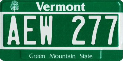 VT license plate AEW277