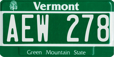 VT license plate AEW278