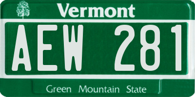 VT license plate AEW281