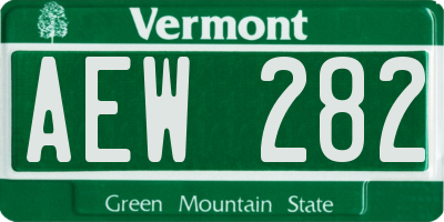 VT license plate AEW282