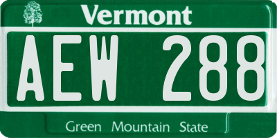 VT license plate AEW288