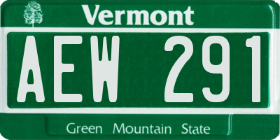 VT license plate AEW291