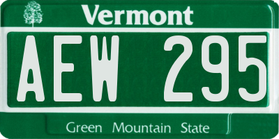 VT license plate AEW295