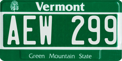 VT license plate AEW299
