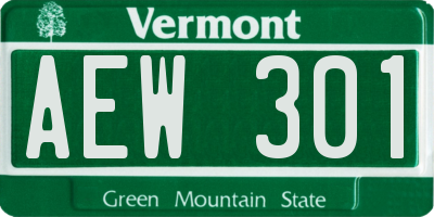 VT license plate AEW301