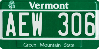 VT license plate AEW306