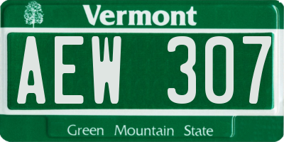 VT license plate AEW307