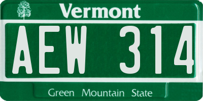 VT license plate AEW314