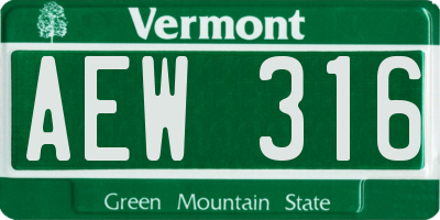 VT license plate AEW316