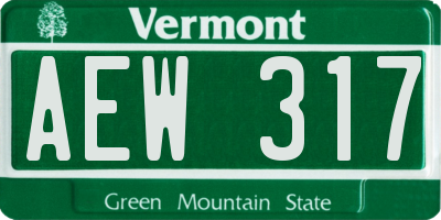 VT license plate AEW317
