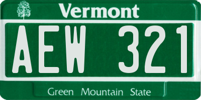VT license plate AEW321