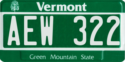 VT license plate AEW322