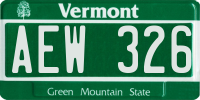 VT license plate AEW326