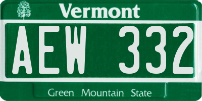 VT license plate AEW332