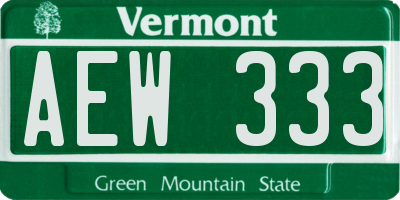 VT license plate AEW333