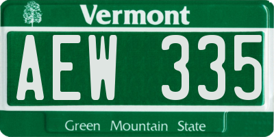 VT license plate AEW335
