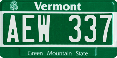 VT license plate AEW337