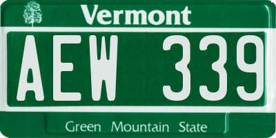 VT license plate AEW339