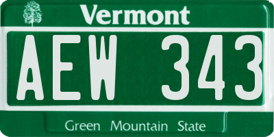 VT license plate AEW343