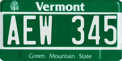 VT license plate AEW345