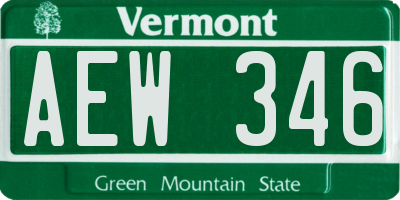 VT license plate AEW346