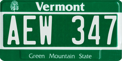 VT license plate AEW347