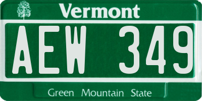 VT license plate AEW349